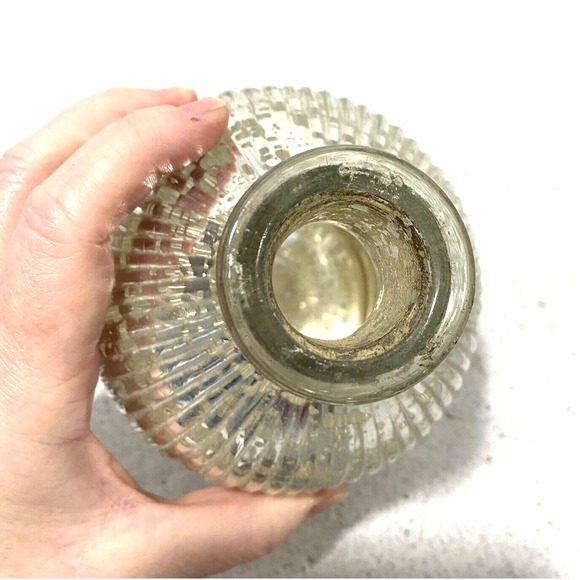Vintage Mercury Glass Ribbed Bottle with Ornate Floral Silvertone Metal Stopper - Picture 7 of 10